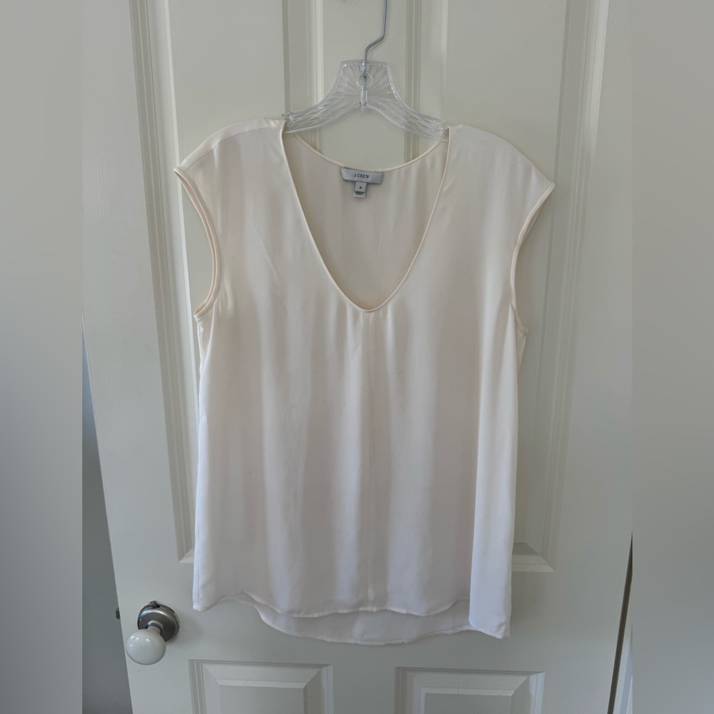 J. Crew Cream V-Neck Blouse